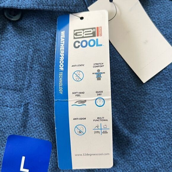 NWT! 32 Degrees Cool Heather Blue Polo Tee Large - Picture 3 of 7